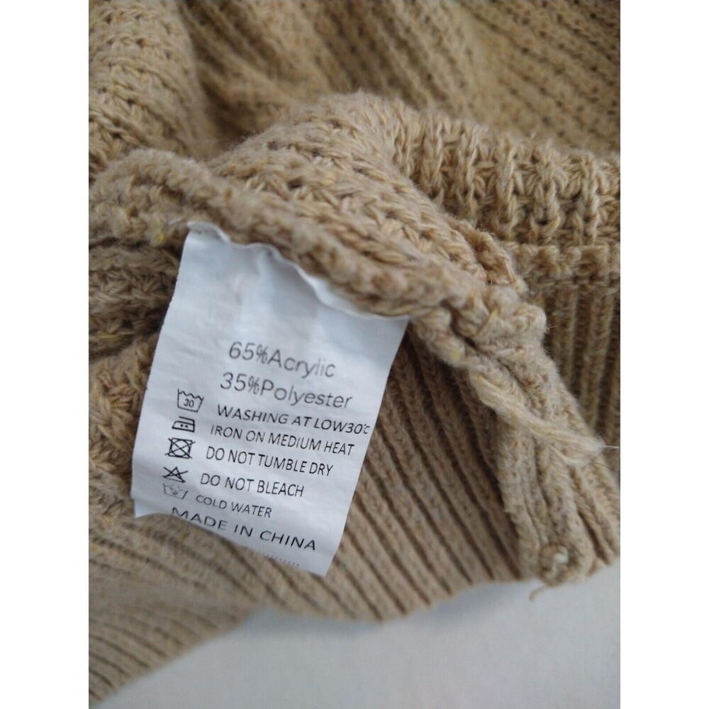 Kirundo Cardigan Size XL Tan Waffle Knit Open Front Long Sleeve Chore Pockets - Picture 10 of 14